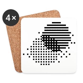 conception de lignes et de points circulaires - Dessous de verre (lot de 4) - blanc - Devant