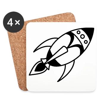 Retro Space Rocket – Weltall Raumschiff Design - Untersetzer (4er-Set) - Weiß - Vorne