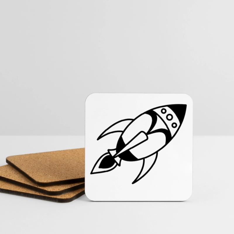 Fusée spatiale rétro – Conception de vaisseau spatial Dessous de verre (lot de 4)