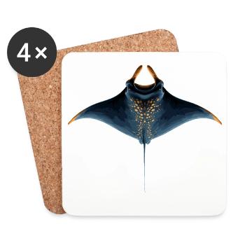 Manta Rochen Teufelsrochen Stachelrochen Taucher - Untersetzer (4er-Set) - Weiß - Vorne