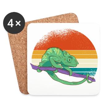 Caméléon du coucher de soleil - Dessous de verre (lot de 4) - blanc - Devant