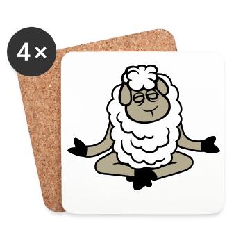 Sheep Relaxed Peaceful Yoga Lotus Meditation - Coasters (set of 4) - white - Front