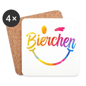 Bierchen Regenbogen Schriftzug - Untersetzer (4er-Set) - Weiß - Vorne