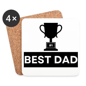 Number 1 Best Dad Bold Typography - Coasters (set of 4) - white - Front