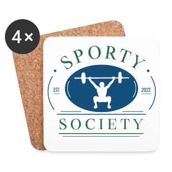 The Sporty Society - Gewichtheben Fitness Training - Untersetzer (4er-Set) - Weiß - Vorne