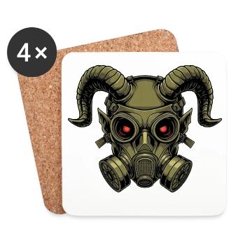 Devilish Demon Mask Halloween Creepy Gothic - Coasters (set of 4) - white - Front