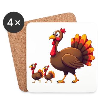 Bébé dinde de Thanksgiving - Dessous de verre (lot de 4) - blanc - Devant