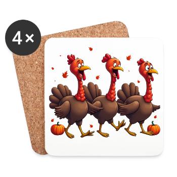 Bébé dinde de Thanksgiving - Dessous de verre (lot de 4) - blanc - Devant