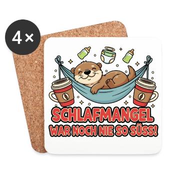 Sleeping angel otter in hammock - Coasters (set of 4) - white - Front