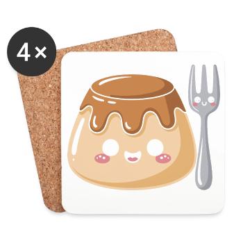 Pudding with fork - Coasters (set of 4) - white - Front