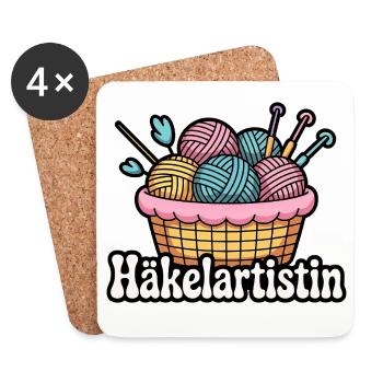 Häkelartistin – Häkeln, Wolle, Handarbeit, Hobby - Untersetzer (4er-Set) - Weiß - Vorne