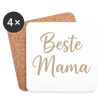 Beste Mama – elegante Script-Schrift - Untersetzer (4er-Set) - Weiß - Vorne