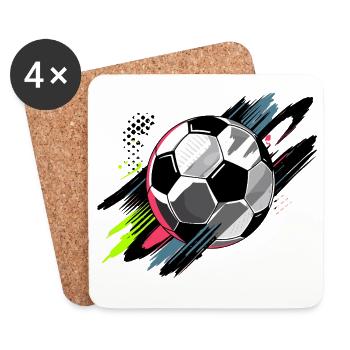 Dynamischer Fußball mit Farbeffekten für Sportfans - Untersetzer (4er-Set) - Weiß - Vorne