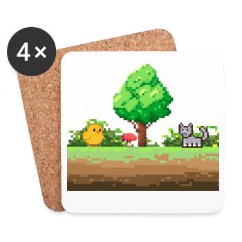 Aventure Pixel Garden - Dessous de verre (lot de 4) - blanc - Devant