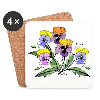 Fleur - Dessous de verre (lot de 4) - blanc - Devant