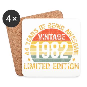44th Birthday 44 Years Old Man Woman Vintage 1982 - Untersetzer (4er-Set) - Weiß - Vorne