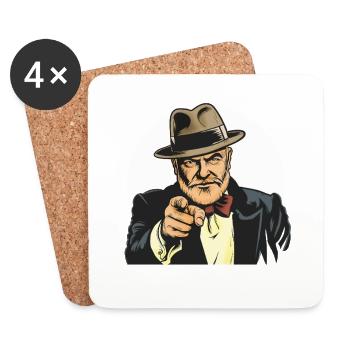 Vintage-Gangster Zeigefinger (I want you!) - Untersetzer (4er-Set) - Weiß - Vorne