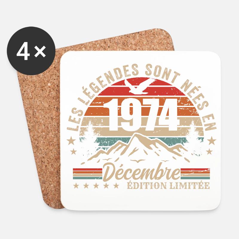Retro Dezember 1974 - 51 Jahre Geschenk - Untersetzer (4er-Set) - Weiß