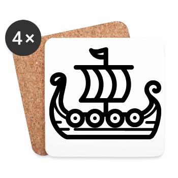 Bateau Viking - Dessous de verre (lot de 4) - blanc - Devant