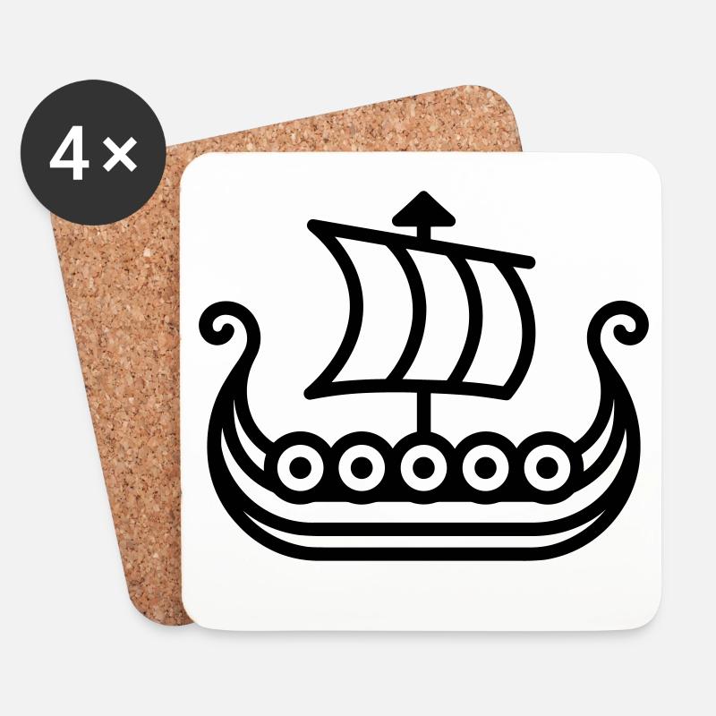 Wikingerschiff - Untersetzer (4er-Set) - Weiß