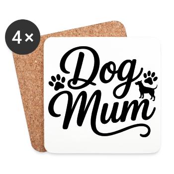 Hunde-Mama-Pfotenabdruck Haustierliebhaber-Muttertagsgeschenk - Untersetzer (4er-Set) - Weiß - Vorne