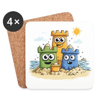 Sandbox heroes on the beach - Coasters (set of 4) - white - Front