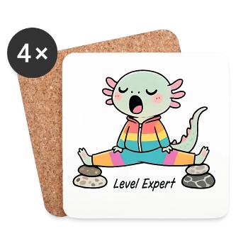 Axolotl Zen en méditation Yoga Niveau Expert - Dessous de verre (lot de 4) - blanc - Devant