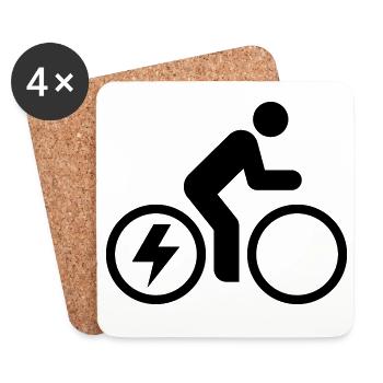 E-bike, E-Biker, Fahrradtour - Untersetzer (4er-Set) - Weiß - Vorne