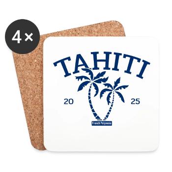 Tahiti - Palmiers - Palmiers - Polynésie française Beach - Dessous de verre (lot de 4) - blanc - Devant