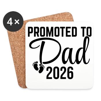 Promoted to Dad 2026 – Werdender Papa 2026 - Untersetzer (4er-Set) - Weiß - Vorne