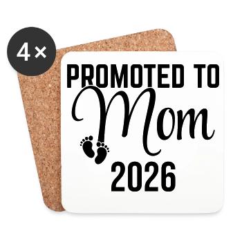 Promue Maman 2026 – Nouvelle Maman 2026 Design - Dessous de verre (lot de 4) - blanc - Devant