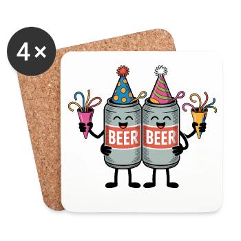 Beer Can Birthday - Funny T-Shirt - Coasters (set of 4) - white - Front