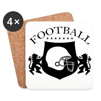 Emblème du logo du football - Dessous de verre (lot de 4) - blanc - Devant