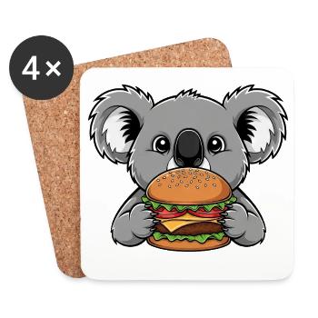 Süßer Koala Burger Fast Food Cheeseburger Cartoon - Untersetzer (4er-Set) - Weiß - Vorne