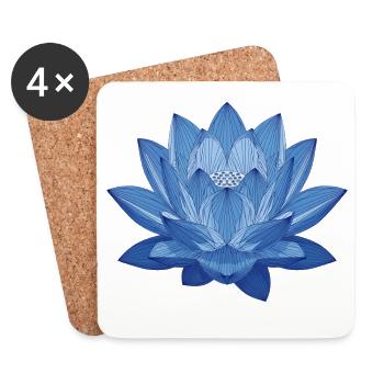 Lotus bleu – Splendeur florale géométrique - Dessous de verre (lot de 4) - blanc - Devant