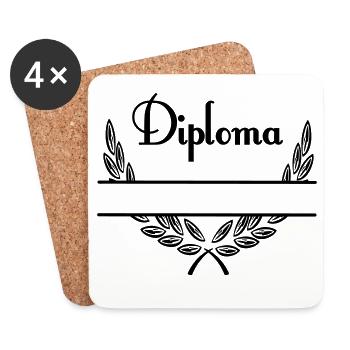 Diplôme – Espace de noms - Dessous de verre (lot de 4) - blanc - Devant