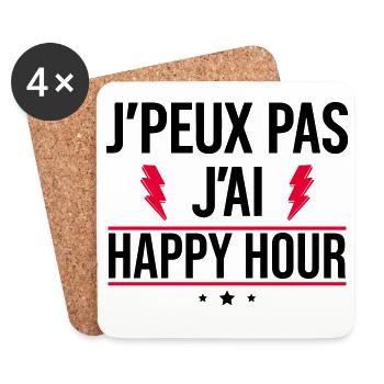 Ich kann nicht, ich habe Happy Hour Humor Aperitif - Untersetzer (4er-Set) - Weiß - Vorne