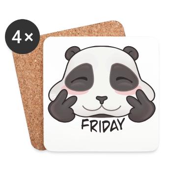 Panda Vendredi Doux - Dessous de verre (lot de 4) - blanc - Devant