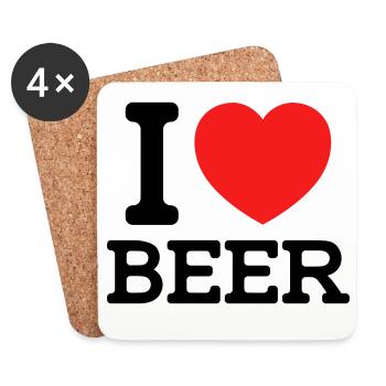 I love Beer (colors can be changed) - Coasters (set of 4) - white - Front