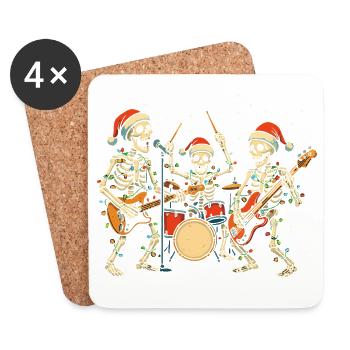 Christmas Skeleton Ribbon Funny Christmas Skeletons - Coasters (set of 4) - white - Front