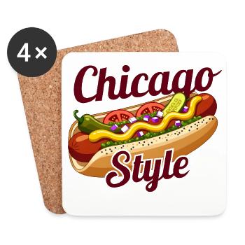 Chicago Style Hot-Dog-Klassiker - Untersetzer (4er-Set) - Weiß - Vorne