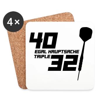 Dart,Darts,Egal Hauptsache Triple - Untersetzer (4er-Set) - Weiß - Vorne