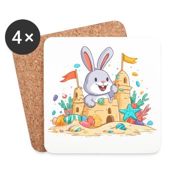 Summer bunny at the sandpit - Coasters (set of 4) - white - Front