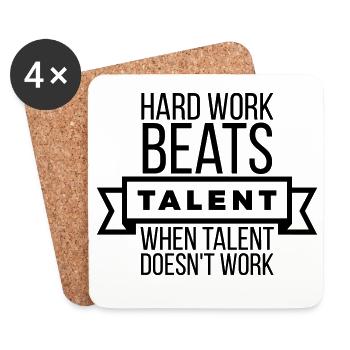 Hard Work Beats Talent - Motivation Black - Coasters (set of 4) - white - Front