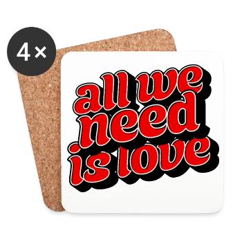 All We Need Is Love Positive Message - Untersetzer (4er-Set) - Weiß - Vorne