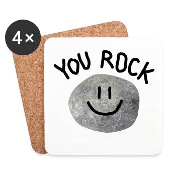 You Rock Minimal Wortspiel Statement Smile Stein - Untersetzer (4er-Set) - Weiß - Vorne