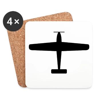 Schwarze Flugzeug-Silhouette - Untersetzer (4er-Set) - Weiß - Vorne