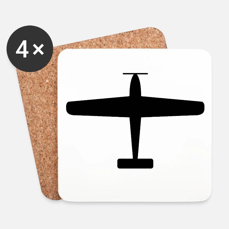 Schwarze Flugzeug-Silhouette - Untersetzer (4er-Set) - Weiß