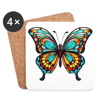 Bunter Schmetterling - Untersetzer (4er-Set) - Weiß - Vorne