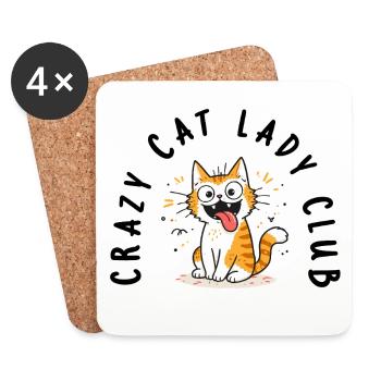 Crazy Cat Lady Club Funny Cat Saying - Coasters (set of 4) - white - Front